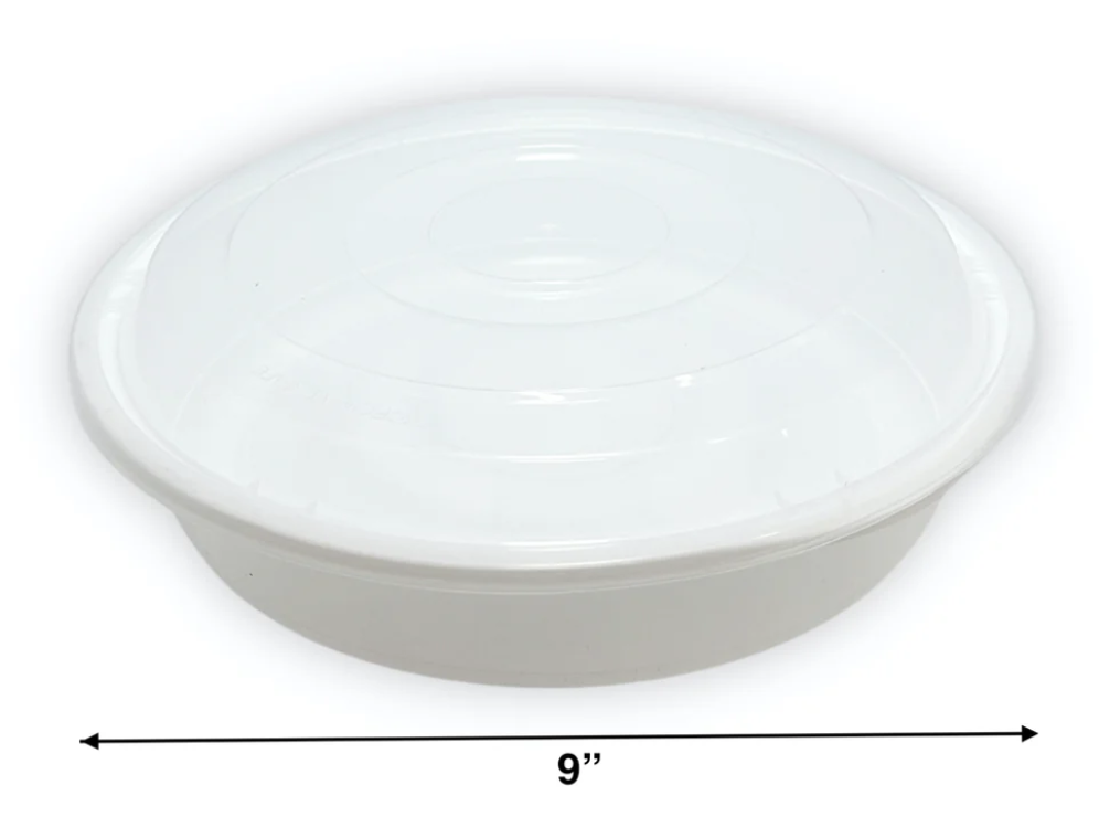 48 OZ | Round | White | PP Re-useable Container Set(Lid & Base)