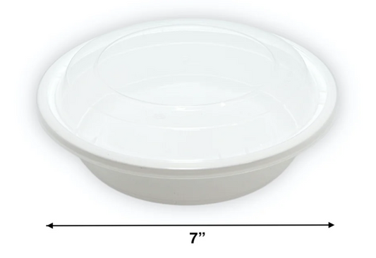 24 OZ | Round | White | PP Re-useable Container Set(Lid & Base)