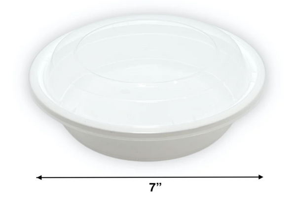 24 OZ | Round | White | PP Re-useable Container Set(Lid & Base)