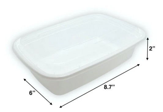 28 OZ | 828ML | White | PP Re-usable Container Set(Lid & Base)