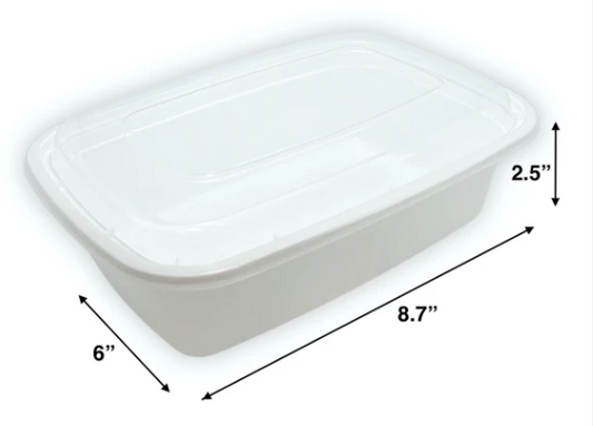 32 OZ | 946ML | White | PP Re-useable Container Set(Lid & Base)