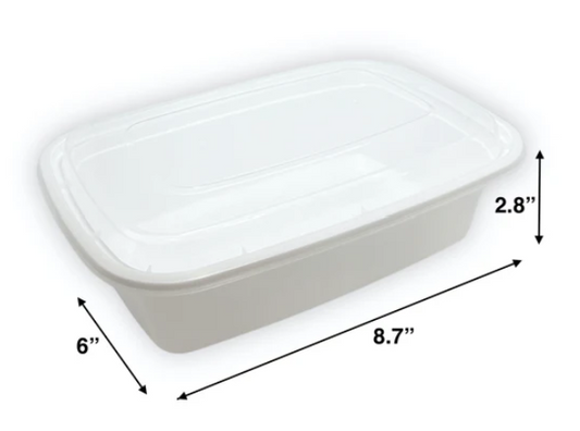 16 OZ | 473ML | White | PP Re-usable Container Set(Lid & Bases)