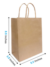 Load image into Gallery viewer, Paper takeout bags with twisted handles|5.3&quot;x 3.5&quot;x 8.5&quot;|W12720
