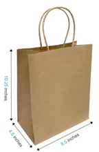 Load image into Gallery viewer, Paper takeout bags with twisted handles|8&quot;x4.75&quot;x 10.25&quot;|W12722
